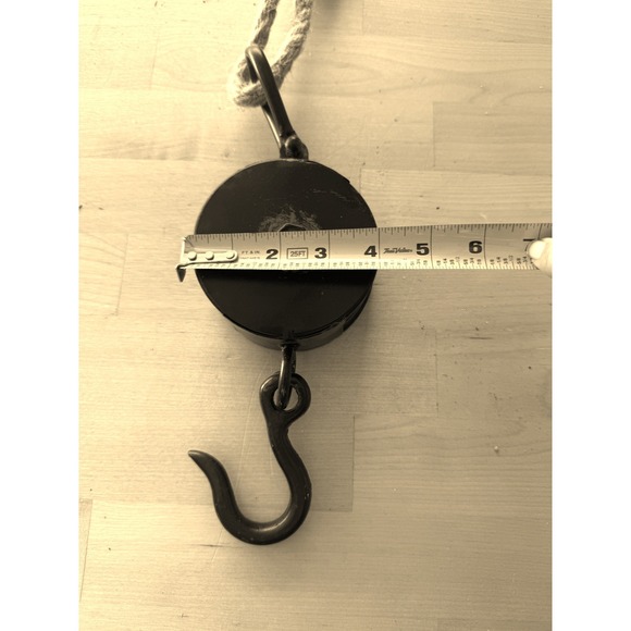 Vintage Black Metal Pulley Hook Rope Farmhouse Industrial Rustic Farm Chic Decor
